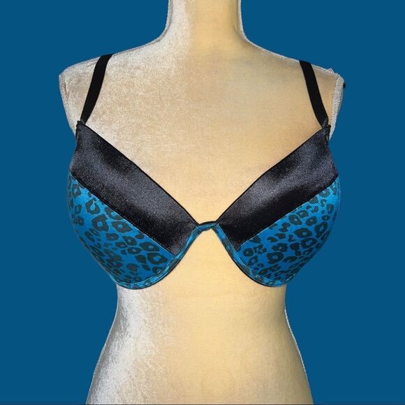 Cute black trim with blue animal print design! Push up! - Picture 1 of 7